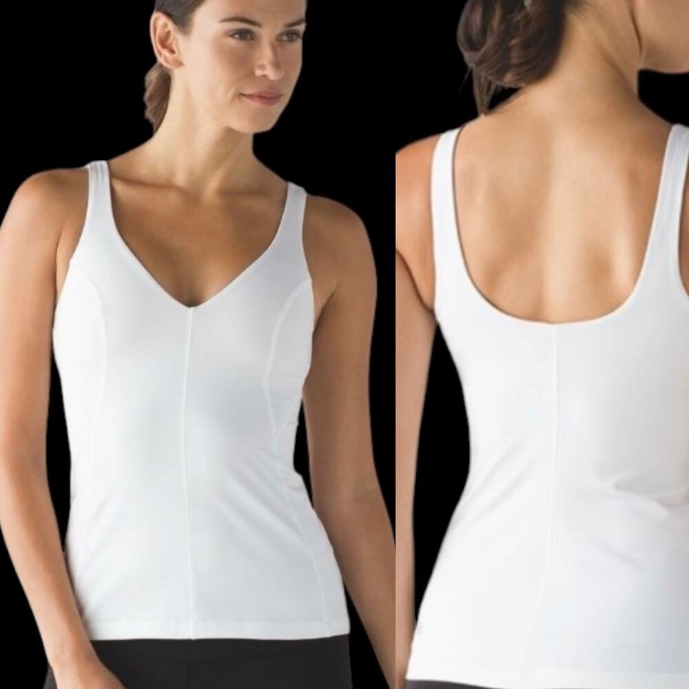 EUC Lululemon V Neck Contour Tank Regular length White Size 6